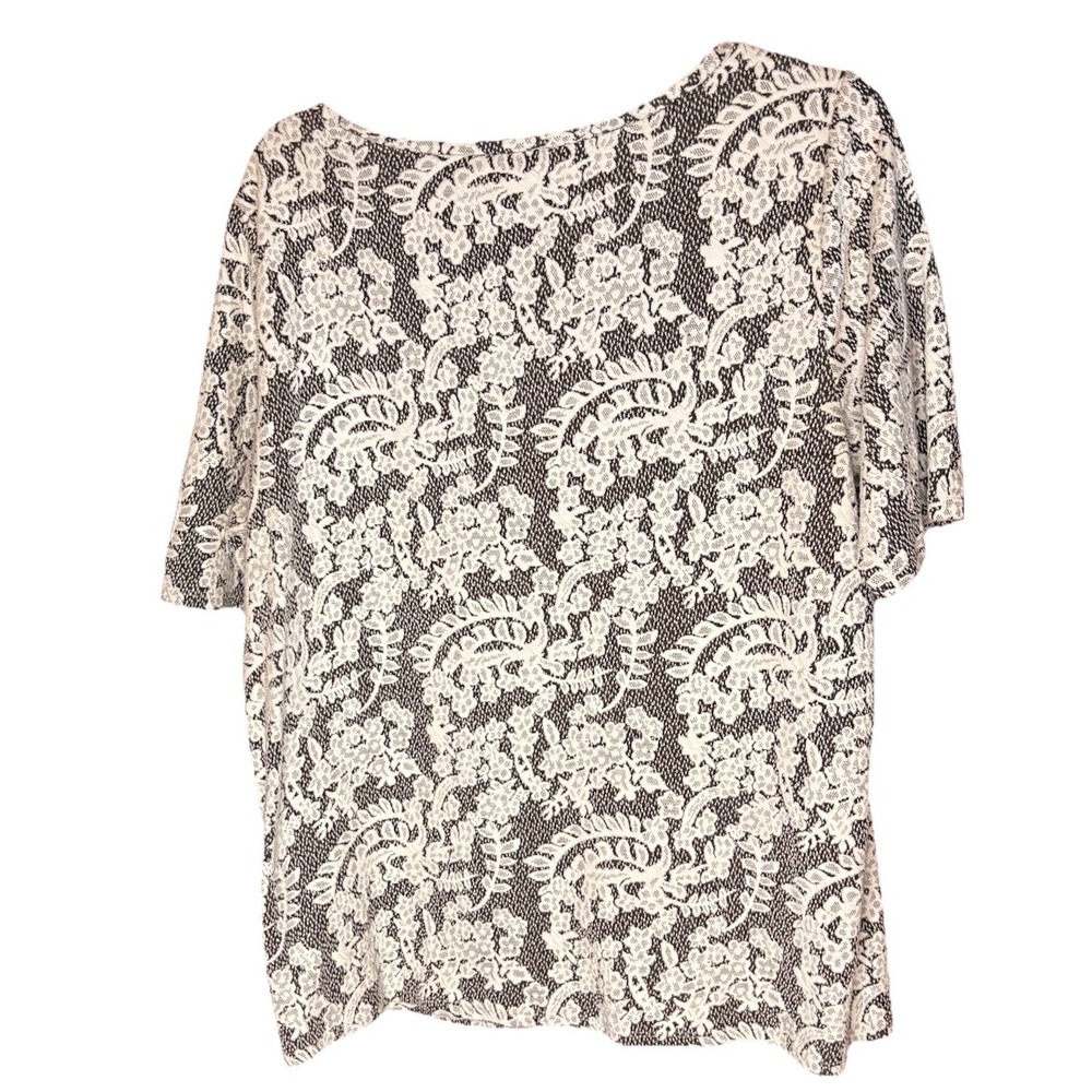 Loft Short Sleeve Black and White Floral Shirt Size EXTRA LARGE,‎ CB4